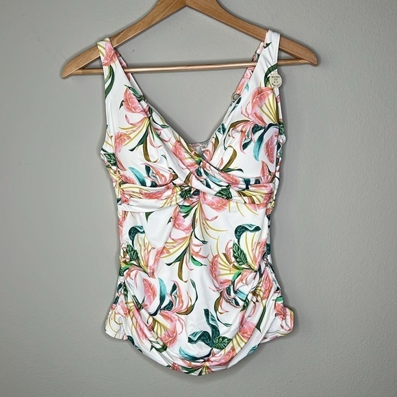 Artesands Nordstrom April Spritz White Delacroix Tankini Top Floral Size 8 NWT - Picture 1 of 5
